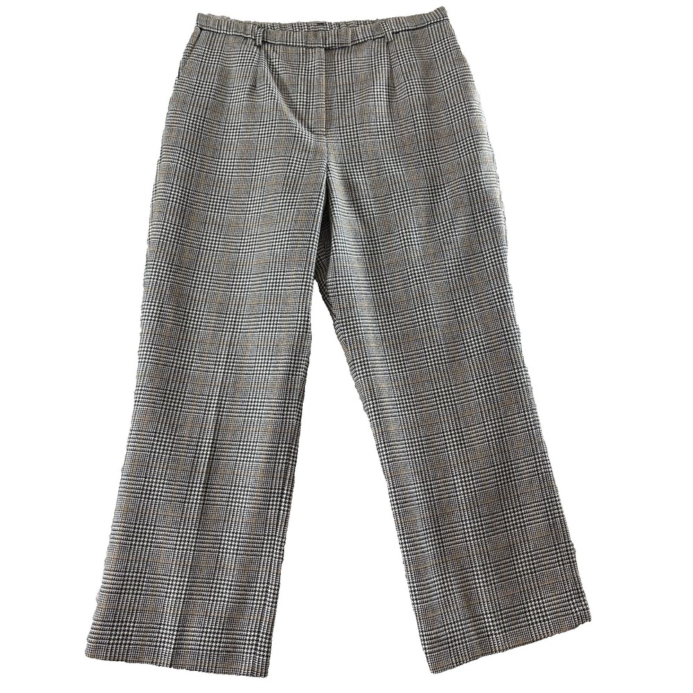 Pendleton Vintage Wool Pants Women 10 Brown Plaid Classic‎ Dress Trousers USA